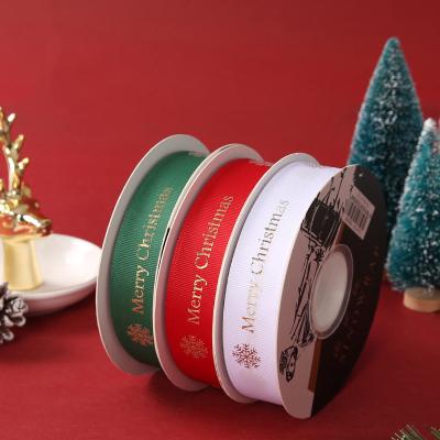 China Merry Christmas Gift Packing Christmas Grosgrain Ribbon 2.5cmX50Y 1 Inch Grosgrain Ribbon for sale