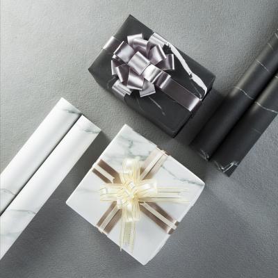 China White Black Marble Effect Gift Wrap Paper Roll 72cmx52cm OEM For Gift Decoration for sale
