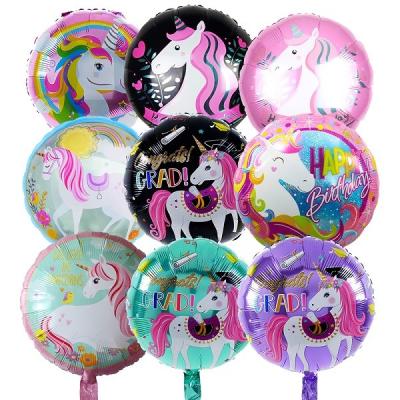 China Female Male Rainbow Unicorn Foil Balloon Helium 18 Inch Stuffing Balloons for sale