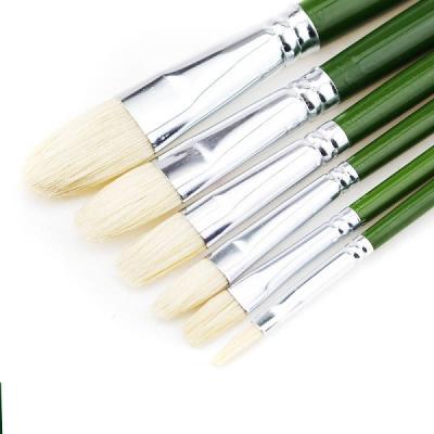 China Wood Handle Acrylic Painting Brush Oil Paint Soft Natural Bristle Paint Brush for sale