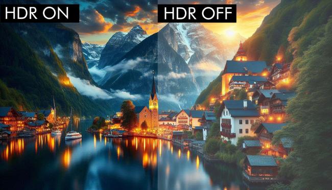 HDR comparison showing enhanced color and contrast