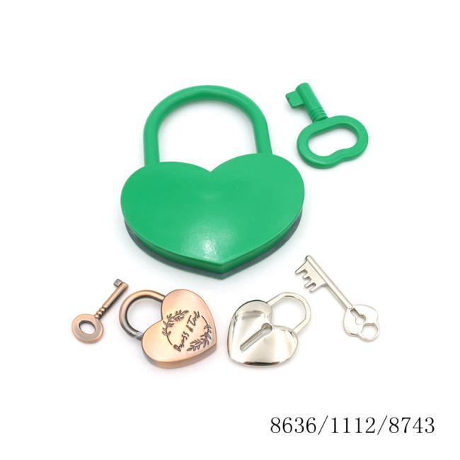 Detailed view of padlock mechanism and key
