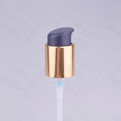 China 18/415 Outer Spring Cosmetic Treatment Pumps Shiny Gold Aluminum Cream Pump for sale