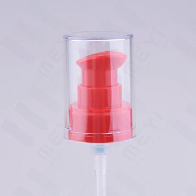 China 20/400 Outer Spring Red Plastic Cosmetic Cream Pump , Airless Makeup Pump for sale