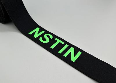 China 40mm Black Renewable Printed Elastic Band Glossy Logo For Clothing for sale