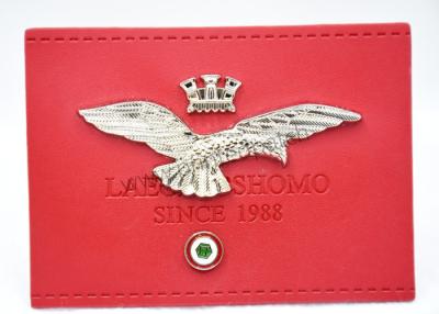 China OEKO Stomped Leather Jean Patches 3D Eagle Embossment Jeans Leather Patch for sale