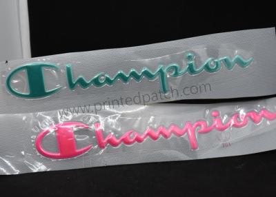 China 8 Colorways 3D Champion Clothing Label Vinyl Heat Transfer Stickers for sale