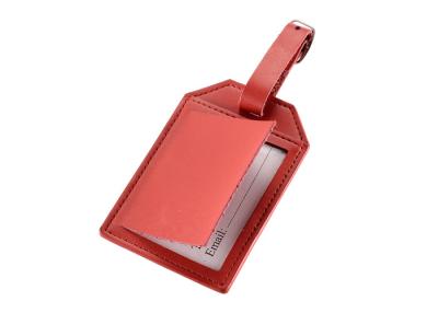 China 105mm Rectangle PU Leather Travel Suitcase Tags unique luggage With Buckle Strap 12g for sale