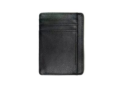 China Rectangle Leather 97mm Black Credit Card Organizer Wallet Custom Logo Card Holder 20g for sale