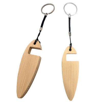 China Eco Friendly Bamboo Wooden Surfboard Keychain With Phone Stand for sale