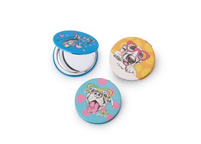China Round Compact Cosmetic Pocket Mirror ABS Cute Pattern Portable for sale