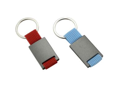 China Rectangle Metal Keychain Holder Laser Engraving Canvas Souvenir Gift for sale
