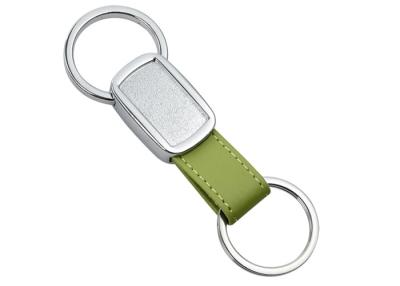 China Epoxy Doming Personalized Leather Key Chains 10mm Debossed Tape Metal Keyring for sale