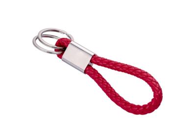 China 10mm PU Braided Leather Key Chains Debossing Logo Car Key Ring Holder for sale