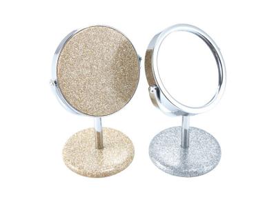 China Imega Shining PU Circle Makeup Mirror Two Sided Cosmetic Cute Rotatable for sale