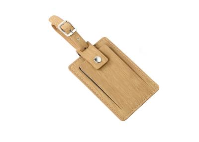 China Wood Grain Travel Luggage Tag Personalized Genuine Leather PU for sale