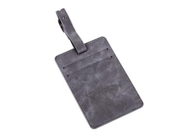 China Grey Genuine Leather Tag Rectangle Pu Leather Luggage Tag Souvenir Gift for sale