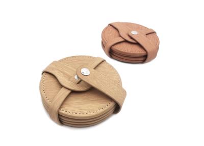 China PU Leather Drink Coasters Set  Pantone Color For Cups And Glasses for sale