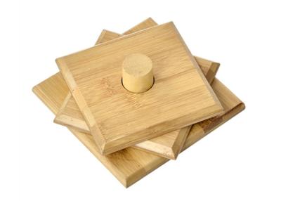 China Square Cup Bamboo Drink Coasters Set Customized Souvenir Gift for sale