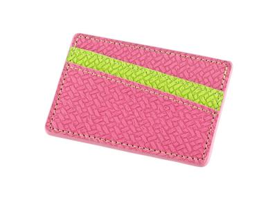 China Rectangle Credit Card Organizer Wallet PU Leather Weave Wallet Debossing Logo for sale