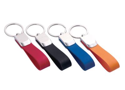 China Zinc Alloy Mini Key Holder PU Leather Strap Key Chains Custom Keyring for sale