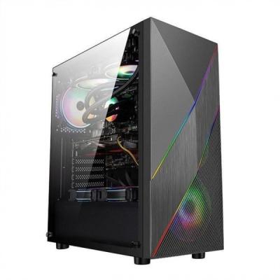 China Artshow - PC Mid Tower Case Irregular and Mesh Front Panel with ARGB LED Strip,Tempered Glass Side Panel, Top I/O Panel for sale