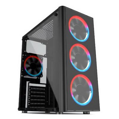 China ATX Mid Tower Tempered Glass PC Case cPU cabinet RGB USB3.0 for sale