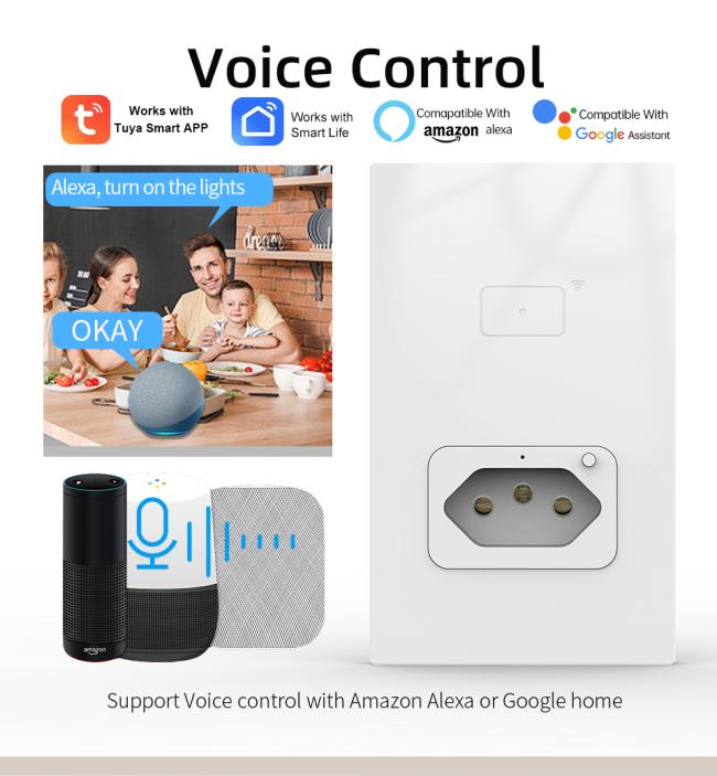 Smart switch socket installed in Brazilian wall box