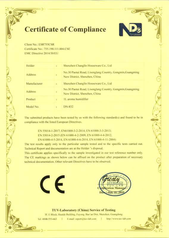 CE - Shenzhen Changlin Houseware Co., Limited