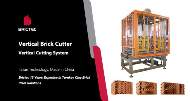 Automatic clay brick cutting machine in operation