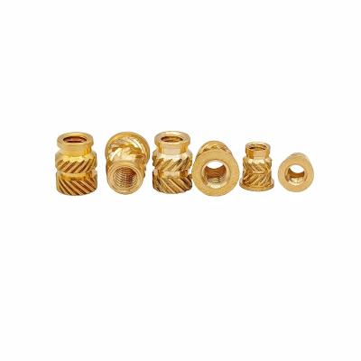 China Crown Mark Processing Custom Through-Hole Knurled Copper Nut Double Twill Brass Nut for sale