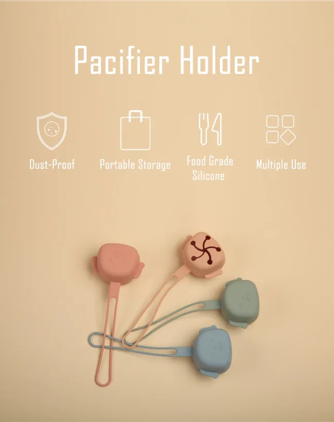 Dog-Shaped Food Grade Silicone Soother Container with Strap Dishwasher Free