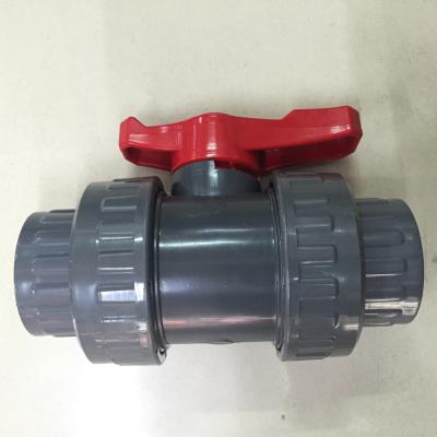China Black Red DN20 UPVC Double Union Ball Valve for sale