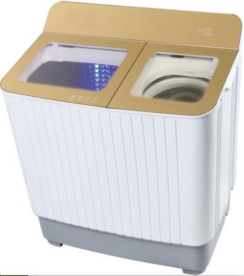 China High Efficiency Portable Washing Machine Twin Tub With Spinner Golden Glass Cover for sale