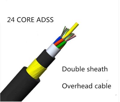 Китай Полностью диэлектрический провод Adss, воздушный само- поддерживая кабель для воздушных линий 24core продается