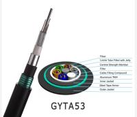 China 24 envolturas acorazadas al aire libre del acero PE del cable de fribra óptica de la base GYTA53 en venta