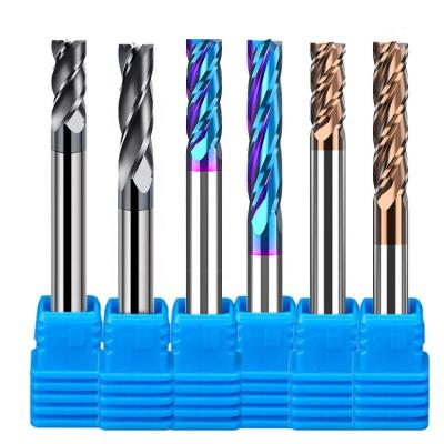 China Hrc 45 Reverse Flute Carbide Finishing End Mill Cutters 40mm 16mm Shank Type for sale
