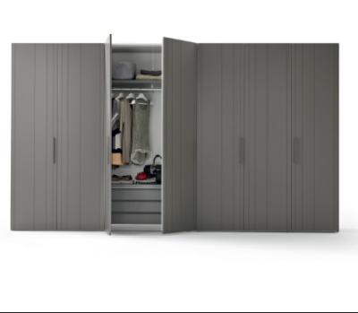 China Scratchproof PVC Modular Wardrobe Grey Cupboards Bedroom Odourless for sale