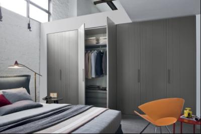 China Grey Design PVC Bedroom Wardrobe Flat Eased Edge ODM OEM for sale