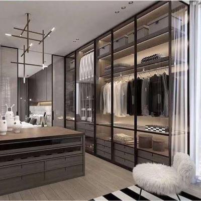 China E0 E1 Glass Door Wardrobes Glass Front Wardrobe Customized Size for sale