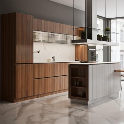 China Waterproof Solid Wood Floor Cabinet Modular Kitchen Cabinets for sale