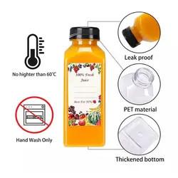 China Clear PET Empty Square Juice 100ml 250ml 350ml 500ml Plastic Juice Bottle With Screw Cap for sale