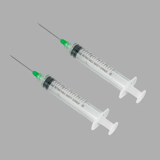 Disposable Medical Supply 3 Parts Retractable Safety Syringe with Needle