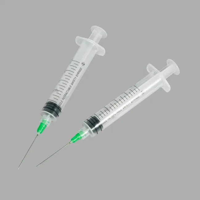 Disposable Medical Supply 3 Parts Retractable Safety Syringe with Needle