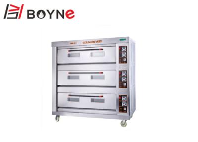 China Three Decks Commercial Gas Bread Ovens , Economic Gas Power Commercial Bread Baking Oven for sale