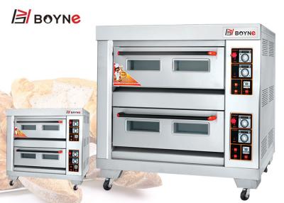 China Commercial Gas Deck Oven Stainless Steel Double Deck Four Trays Bread Baking Oven for sale