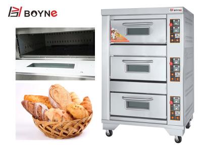 China 220v Gas Industrial Baking Oven Stainless Steel Three Layer Three Tray for sale