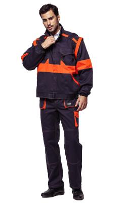 China 100% Cotton Fabric Industrial Work Uniforms With Orange Detachable Sleeves for sale
