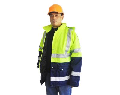 China Dos chaquetas respirables reflexivas, chaquetas de la seguridad del invierno del tono del trabajo de la fuerza de Oxford hola  en venta