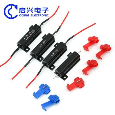 China Resistor de herida de alambre de aluminio negro de 50W para luces LED de automóviles en venta